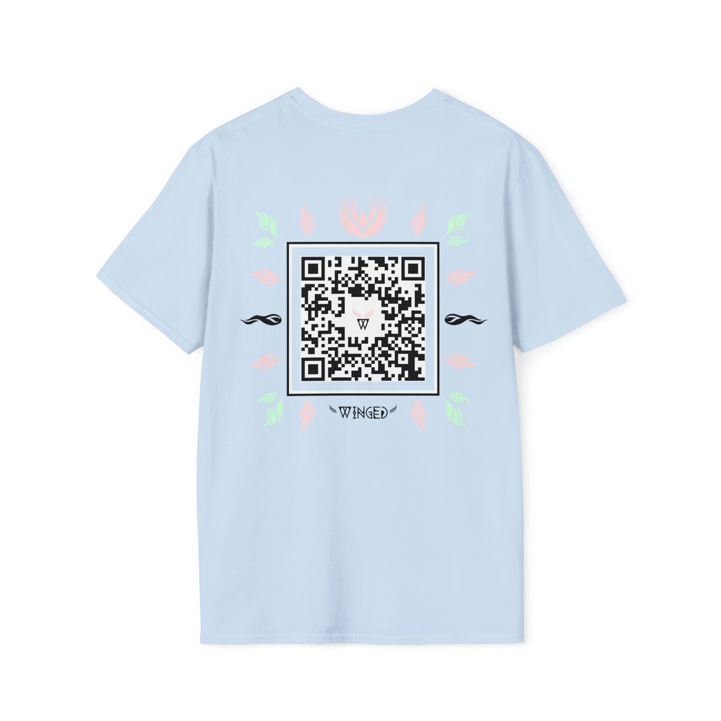 Augmented Reality T-shirt with Phoenix Wings for adults with QR code that displays digital wings when pointed with the camera New Trend in Digital Fashion