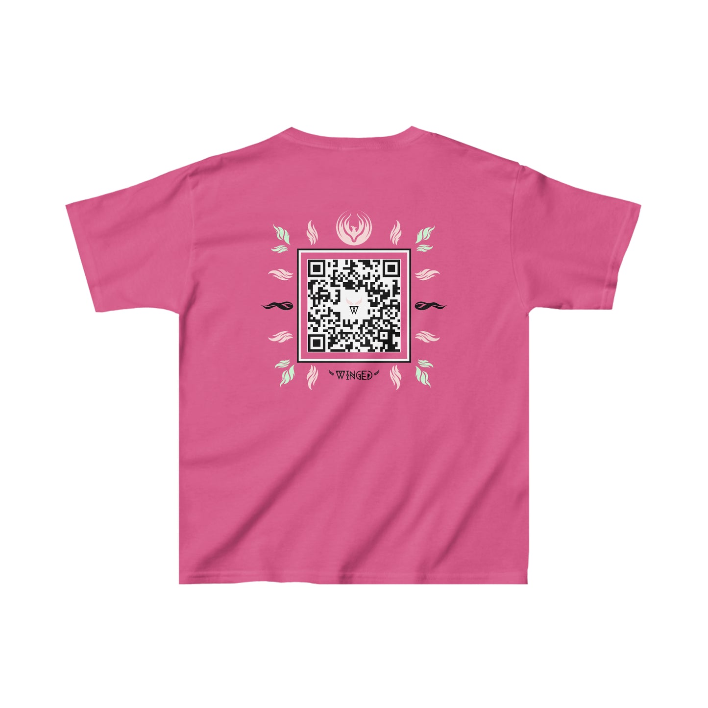 PHOENIX Kids T-shirt with Wings in Augmented Reality QR code that displays digital wings when pointed with the camera