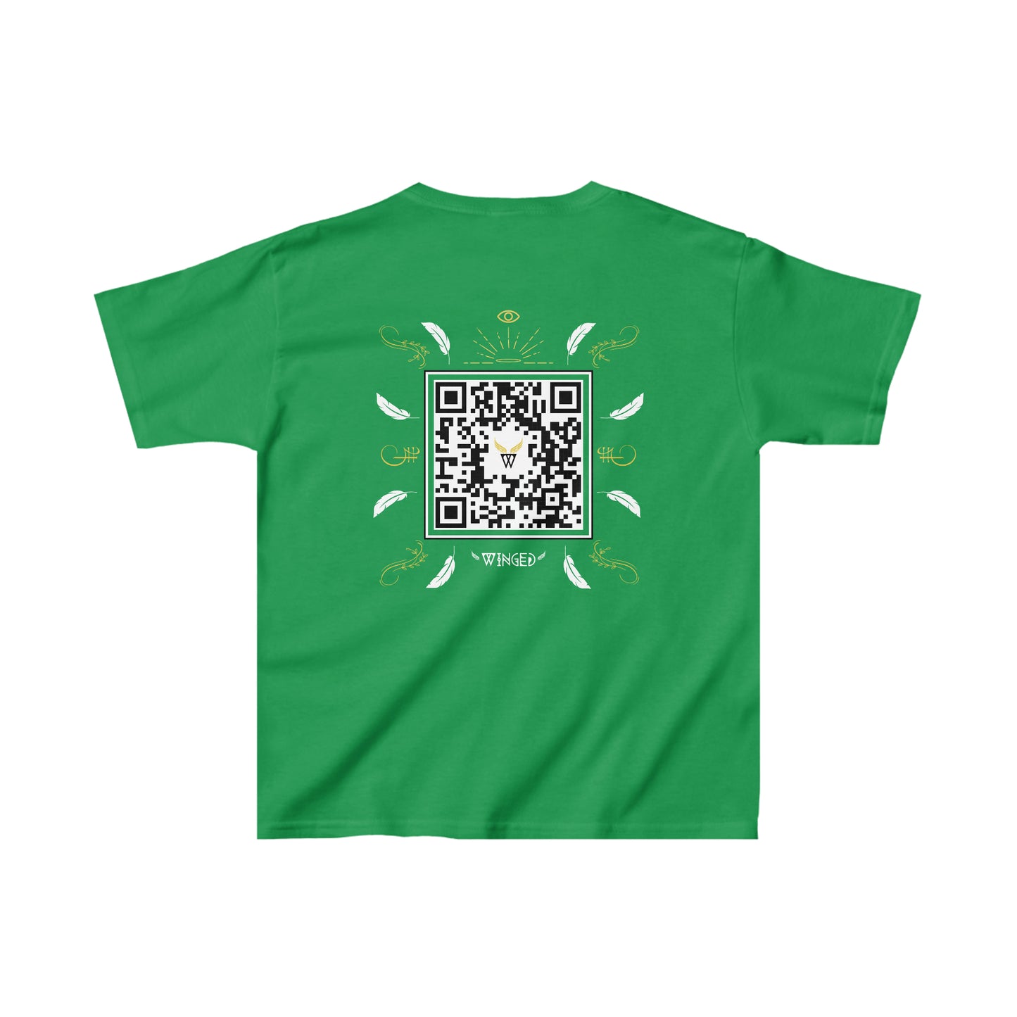 ANGEL Kids T-shirt with Wings in Augmented Reality QR code that displays digital wings when pointed with the camera