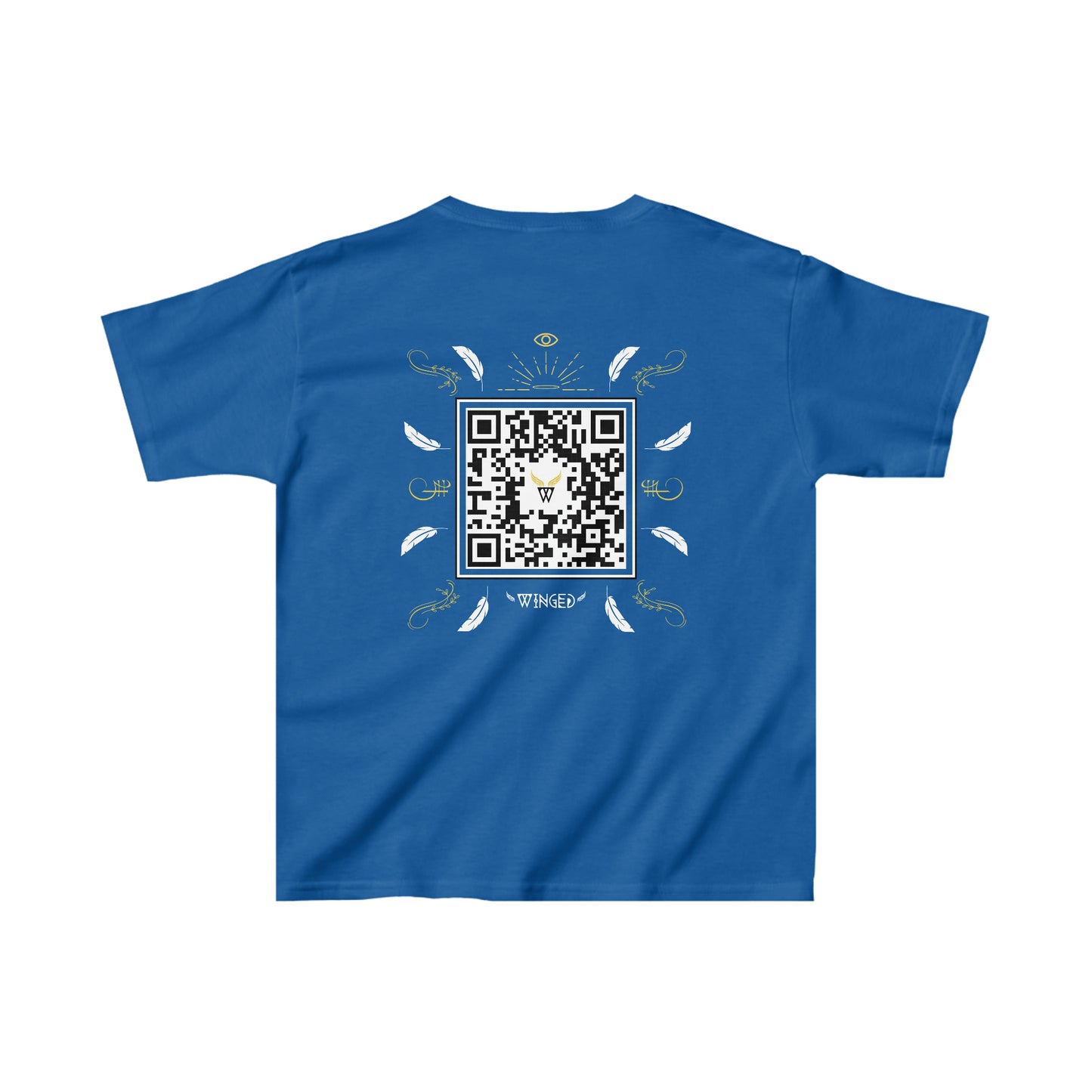 ANGEL Kids T-shirt with Wings in Augmented Reality QR code that displays digital wings when pointed with the camera