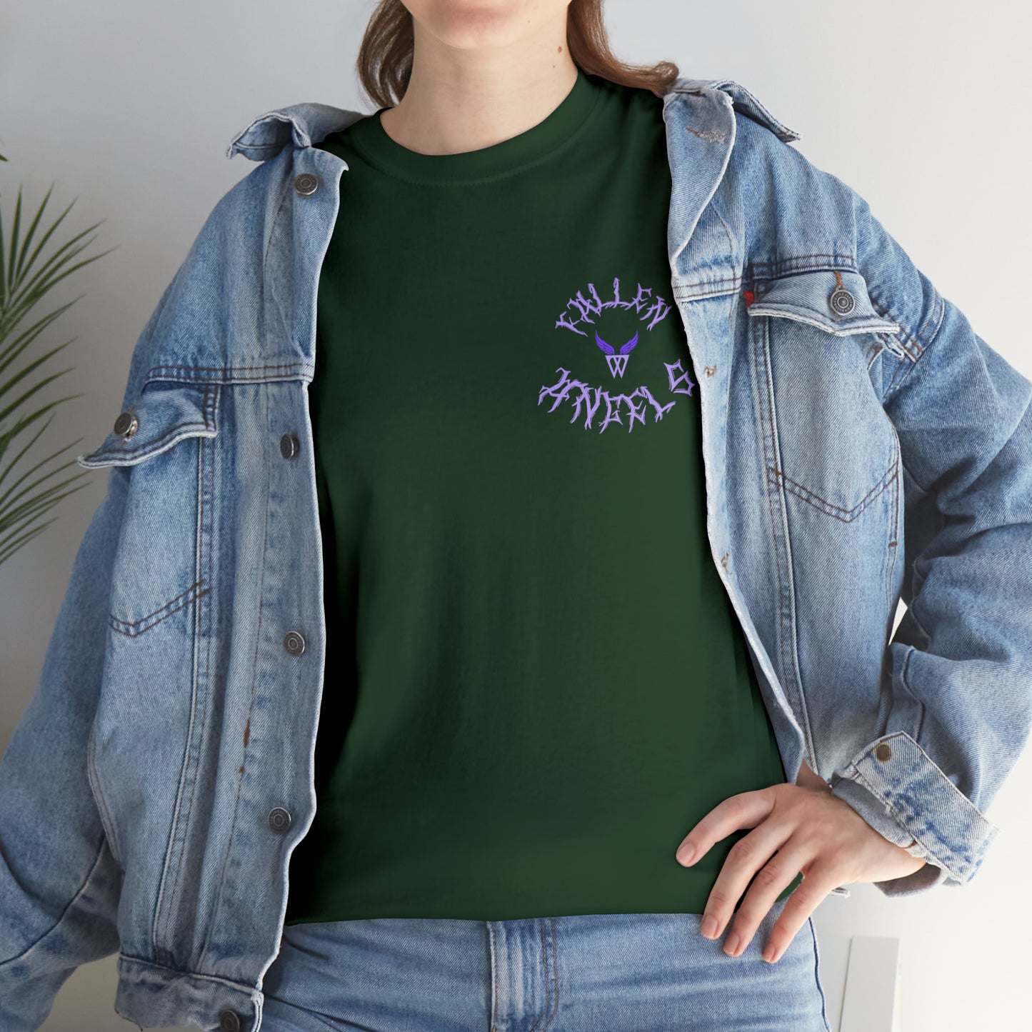 Augmented Reality T-shirt for adults with QR code that displays digital DEMON wings when pointed with the camera New Trend in Digital Fashion