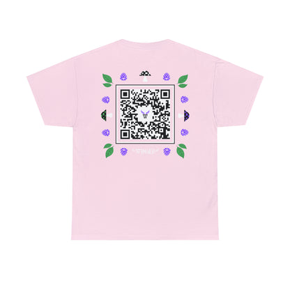 Augmented Reality T-shirt for adults with QR code that displays digital FAIRY wings when pointed with the camera New Trend in Digital Fashion