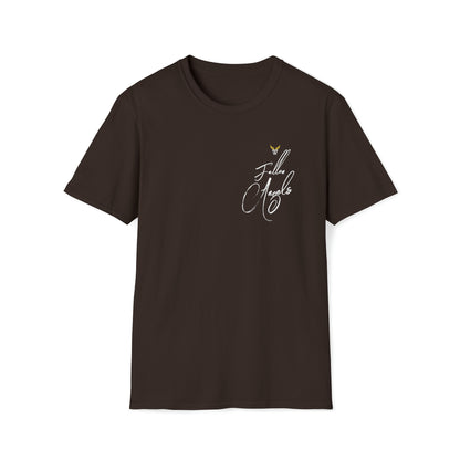 Augmented Reality T-shirt for adults with QR code that displays digital ANGEL wings when pointed with the camera New Trend in Digital Fashion