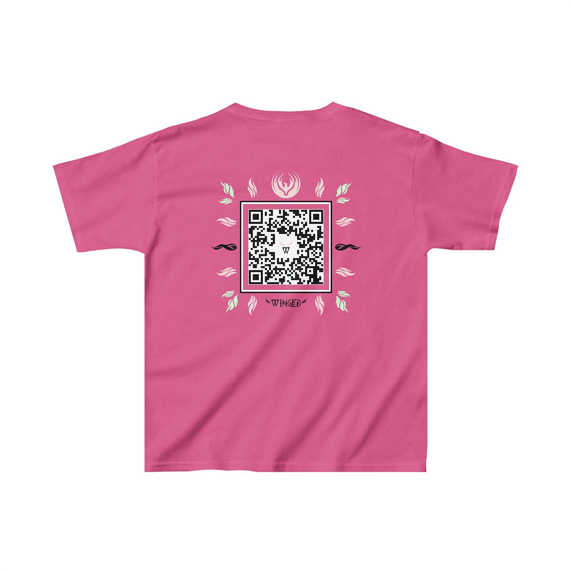 PHOENIX Kids T-shirt with Wings in Augmented Reality QR code that displays digital wings when pointed with the camera