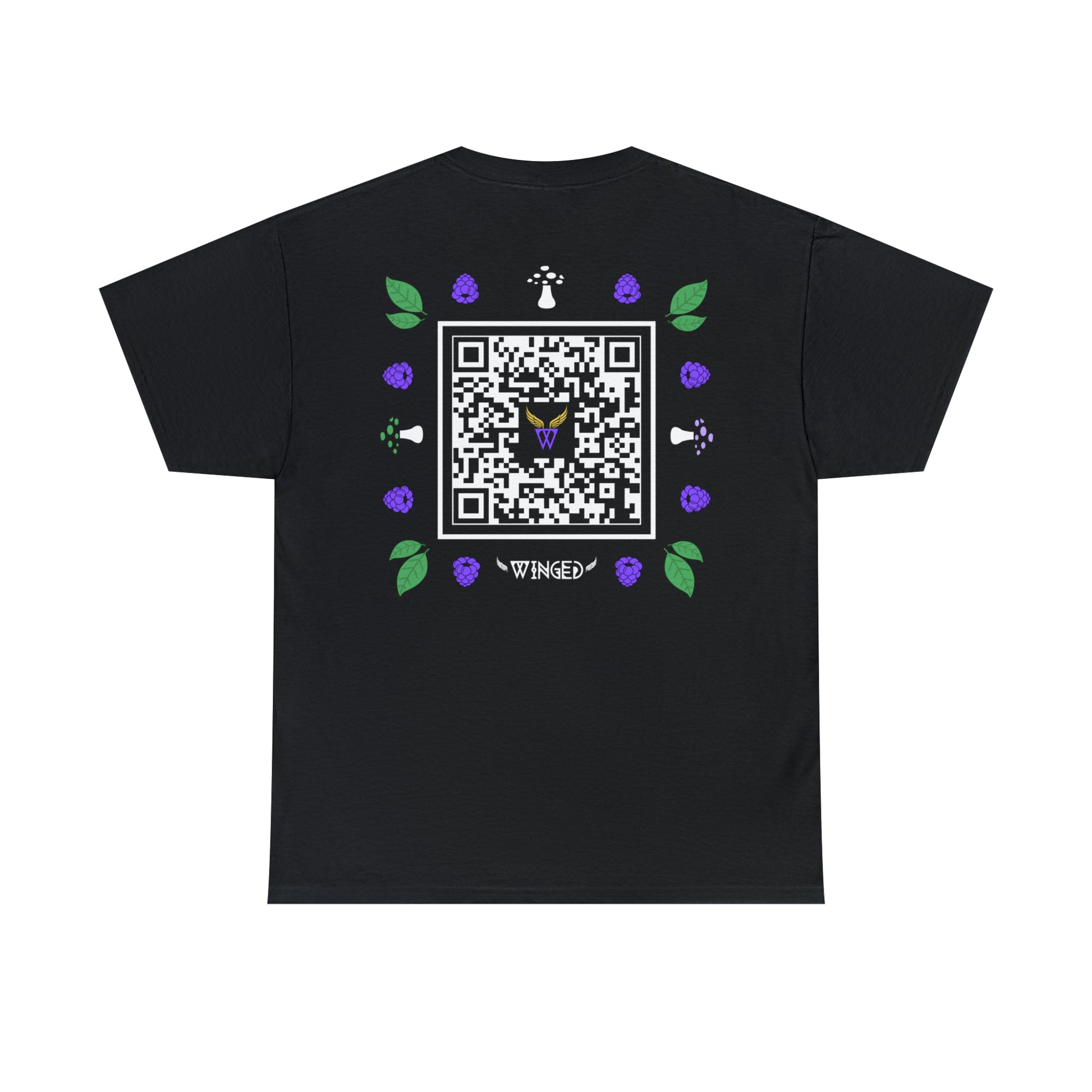 Augmented Reality T-shirt for adults with QR code that displays digital FAIRY wings when pointed with the camera New Trend in Digital Fashion