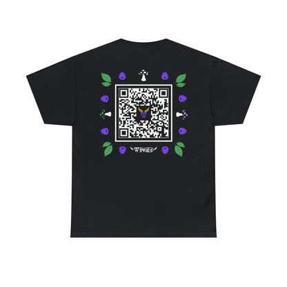 Augmented Reality T-shirt for adults with QR code that displays digital FAIRY wings when pointed with the camera New Trend in Digital Fashion