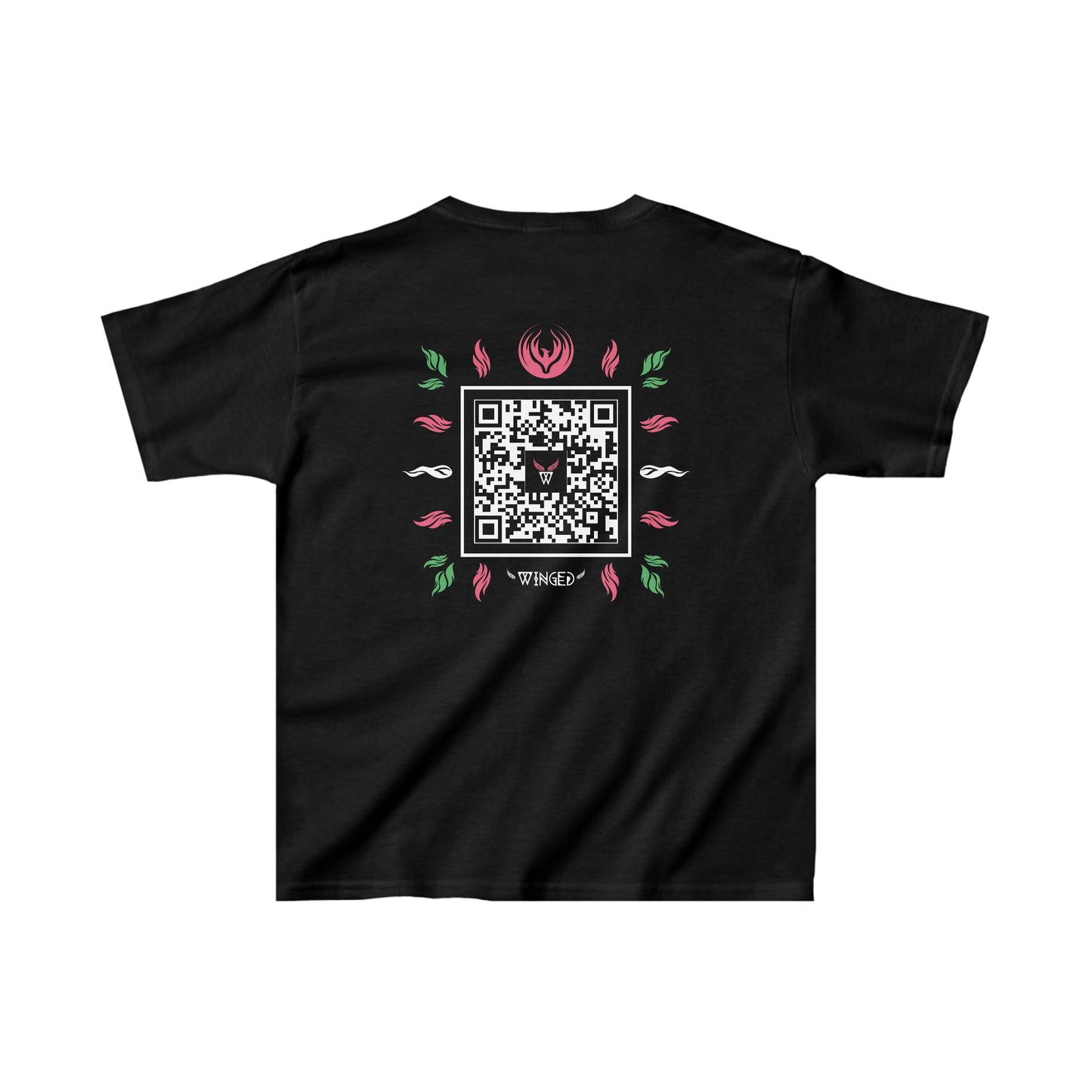 PHOENIX Kids T-shirt with Wings in Augmented Reality QR code that displays digital wings when pointed with the camera