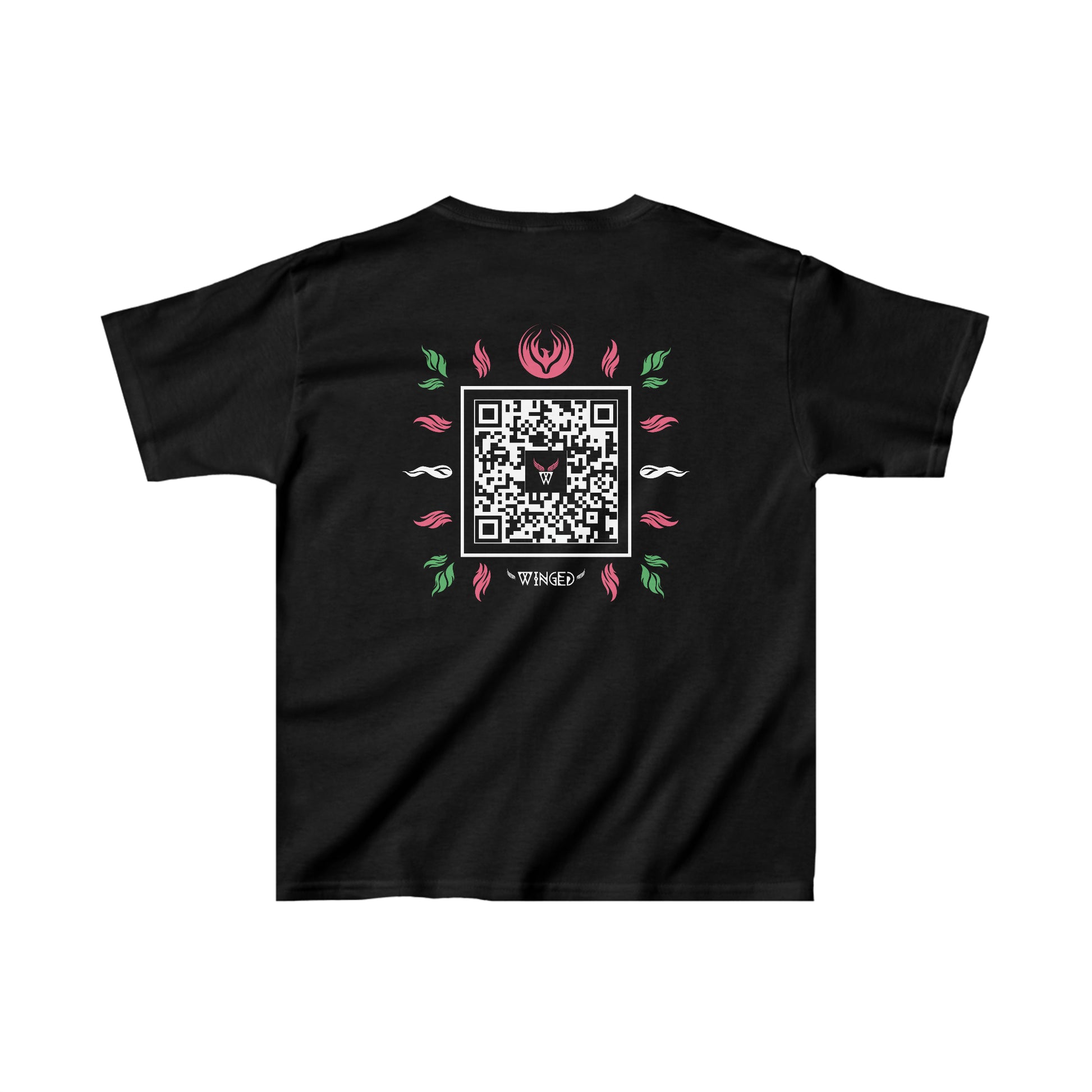 PHOENIX Kids T-shirt with Wings in Augmented Reality QR code that displays digital wings when pointed with the camera