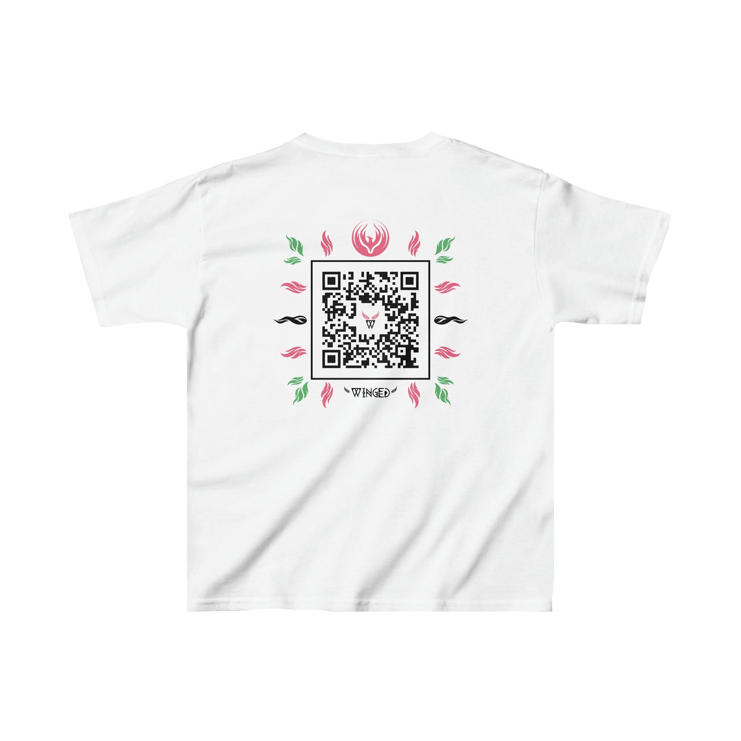 PHOENIX Kids T-shirt with Wings in Augmented Reality QR code that displays digital wings when pointed with the camera
