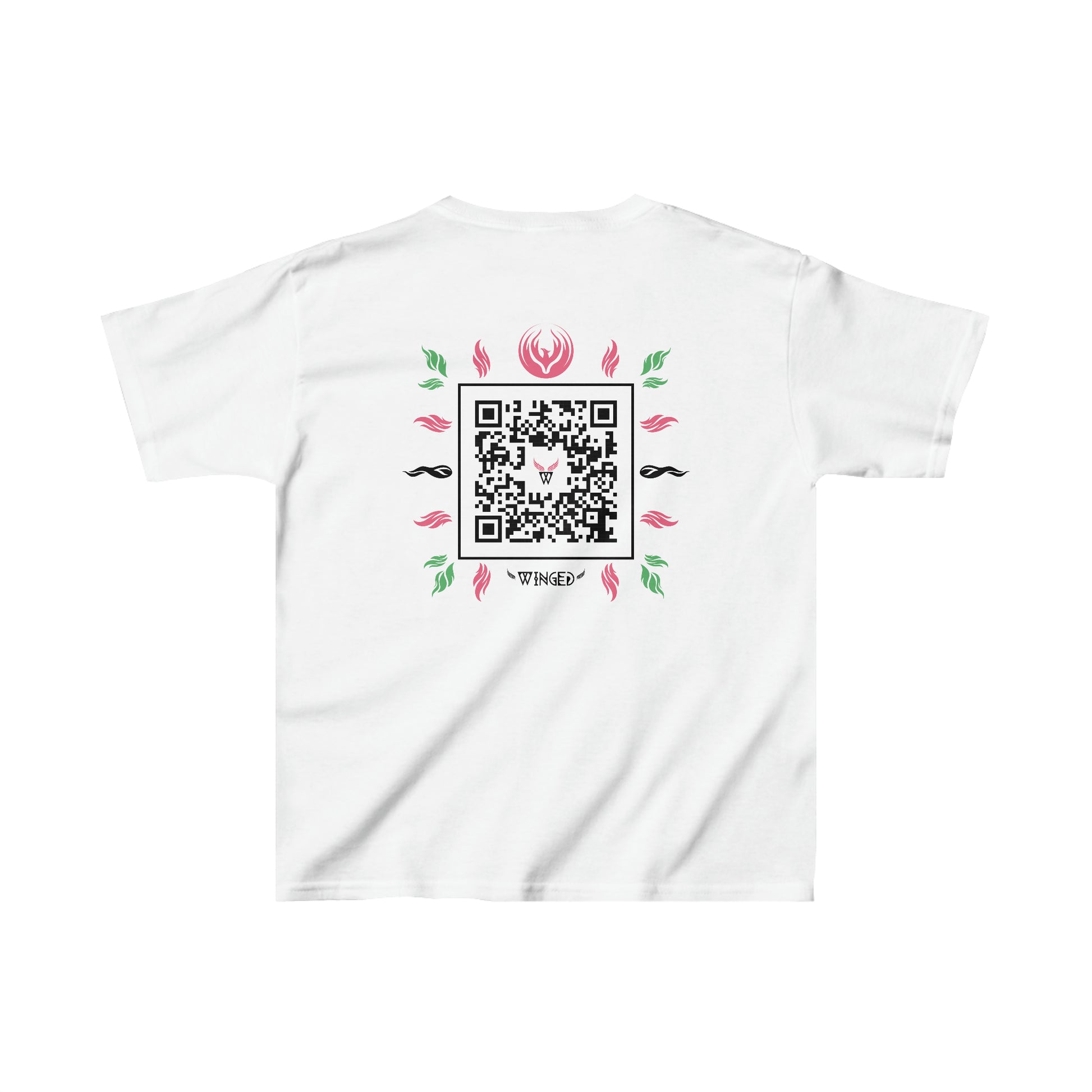PHOENIX Kids T-shirt with Wings in Augmented Reality QR code that displays digital wings when pointed with the camera