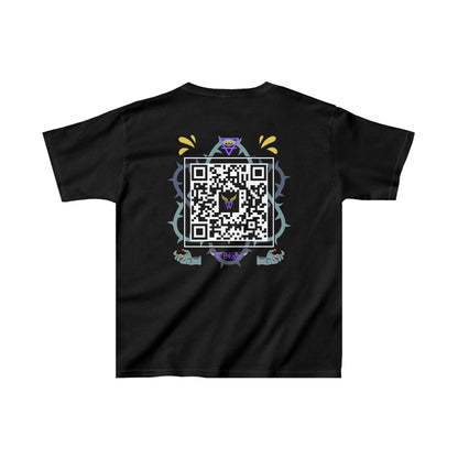 DRAGON Kids T-shirt with Wings in Augmented Reality QR code that displays digital wings when pointed with the camera