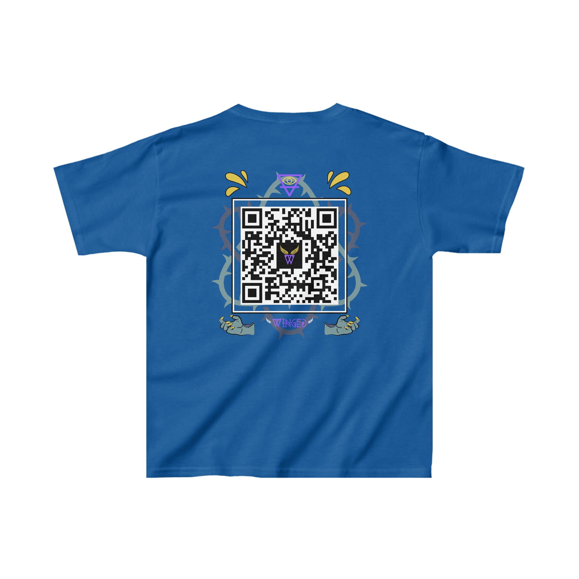 DRAGON Kids T-shirt with Wings in Augmented Reality QR code that displays digital wings when pointed with the camera