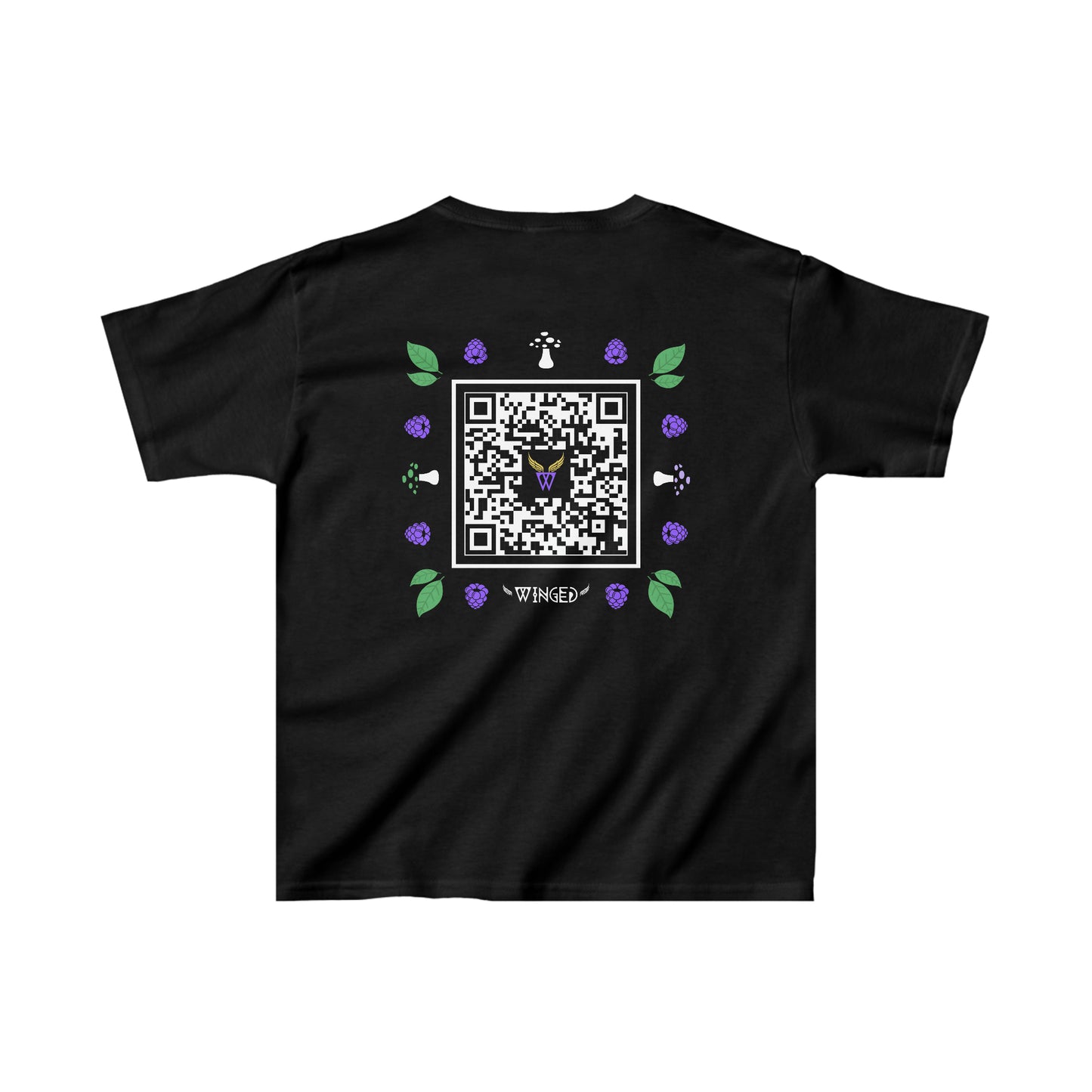 FAIRY Kids T-shirt with Wings in Augmented Reality QR code that displays digital wings when pointed with the camera