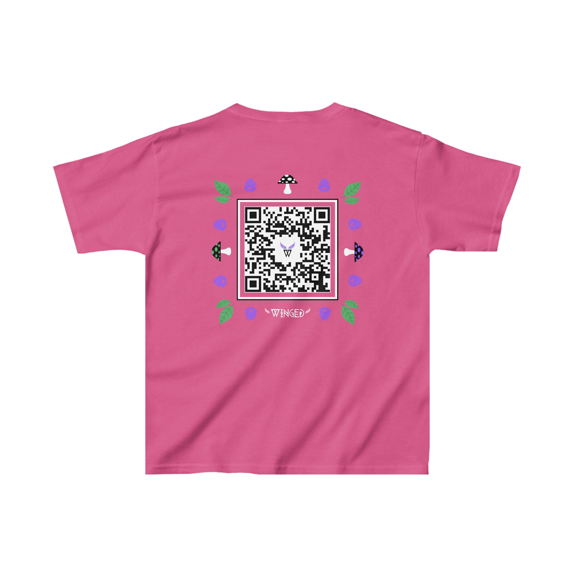 FAIRY Kids T-shirt with Wings in Augmented Reality QR code that displays digital wings when pointed with the camera