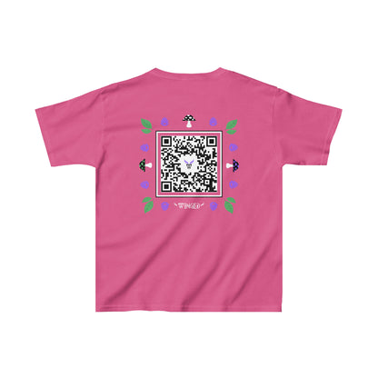 FAIRY Kids T-shirt with Wings in Augmented Reality QR code that displays digital wings when pointed with the camera