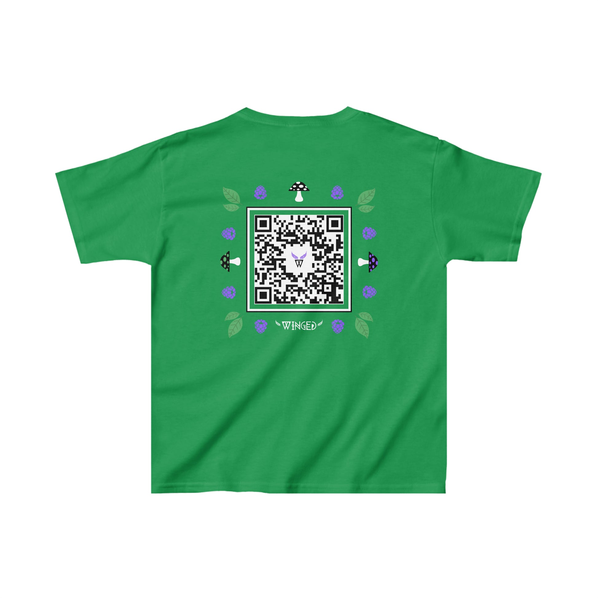 FAIRY Kids T-shirt with Wings in Augmented Reality QR code that displays digital wings when pointed with the camera