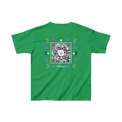 FAIRY Kids T-shirt with Wings in Augmented Reality QR code that displays digital wings when pointed with the camera