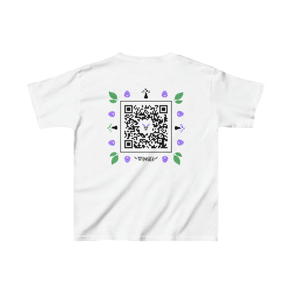 FAIRY Kids T-shirt with Wings in Augmented Reality QR code that displays digital wings when pointed with the camera