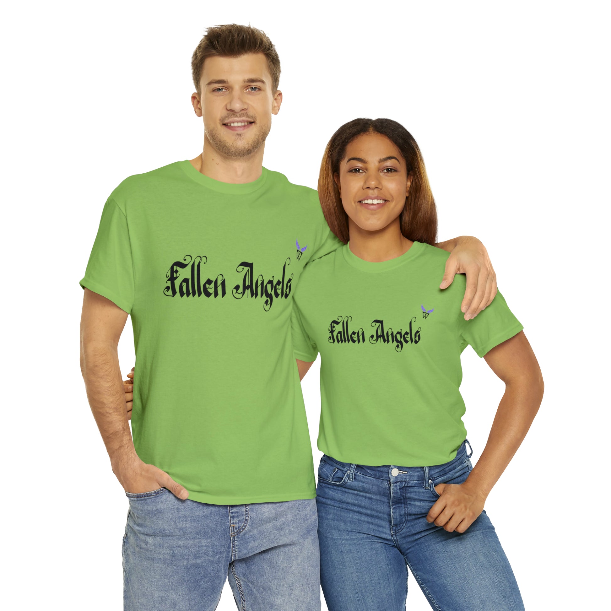 Augmented Reality T-shirt for adults with QR code that displays digital FAIRY wings when pointed with the camera New Trend in Digital Fashion couple