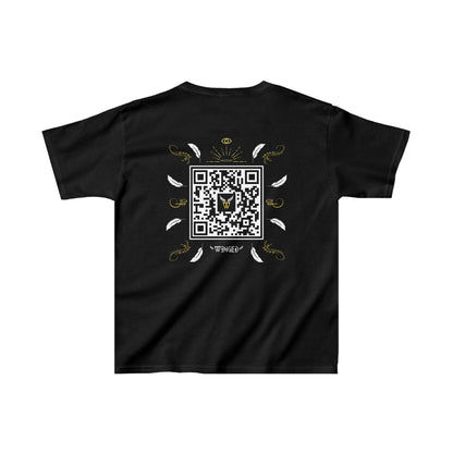 ANGEL Kids T-shirt with Wings in Augmented Reality QR code that displays digital wings when pointed with the camera