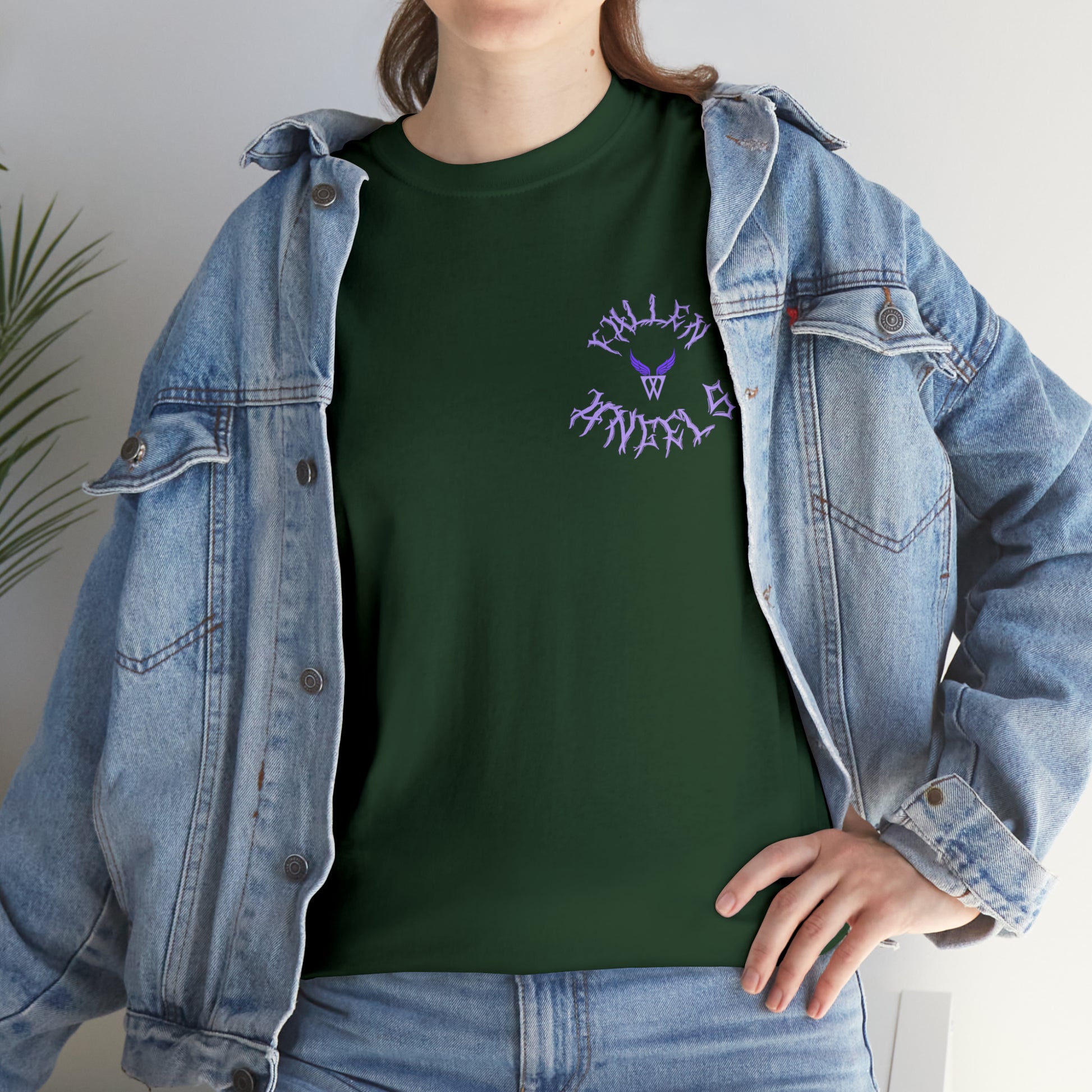 Augmented Reality T-shirt for adults with QR code that displays digital DEMON wings when pointed with the camera New Trend in Digital Fashion